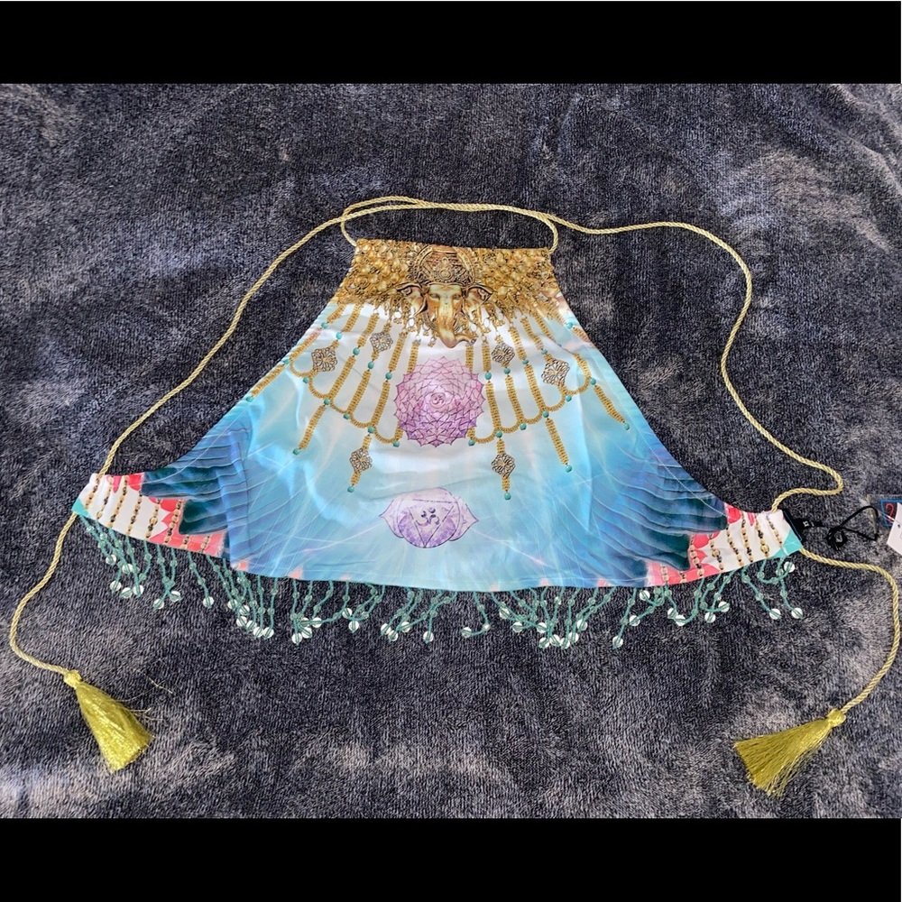 New 24 HRS Halter Top With Bead Trim XS